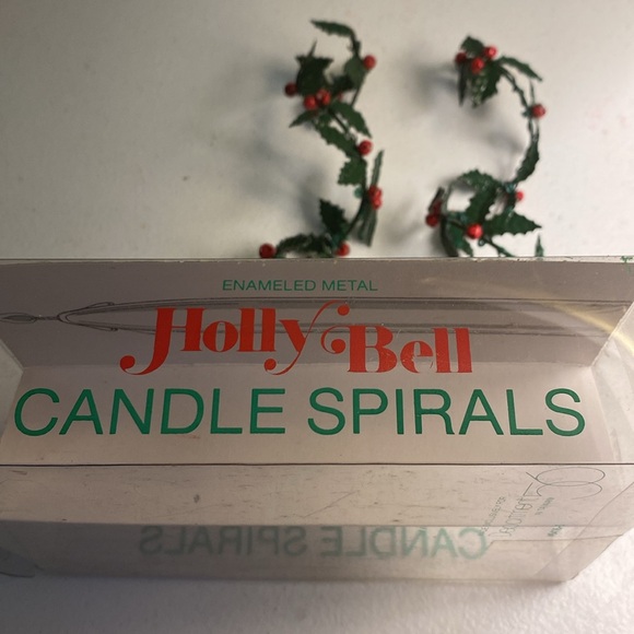 Vintage Dept 56 Enameled Metal Holly Bell Candle Spirals - Picture 3 of 7